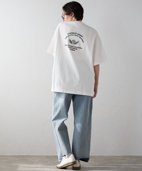 SOTT（ソット）の「バックロゴ刺繍オーバーサイズT（Tシャツ/カットソー・レディース・ブラック/オフホワイト・FREE）」の21枚目の写真
