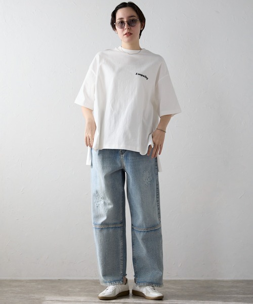 SOTT（ソット）の「バックロゴ刺繍オーバーサイズT（Tシャツ/カットソー・レディース・ブラック/オフホワイト・FREE）」の22枚目の写真
