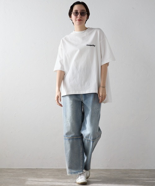 SOTT（ソット）の「バックロゴ刺繍オーバーサイズT（Tシャツ/カットソー・レディース・ブラック/オフホワイト・FREE）」の11枚目の写真