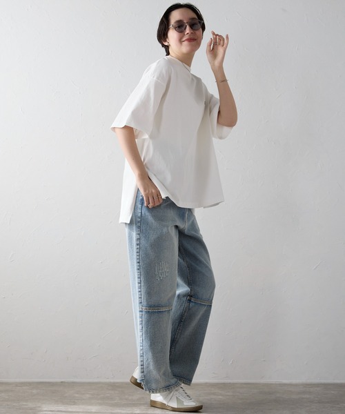 SOTT（ソット）の「バックロゴ刺繍オーバーサイズT（Tシャツ/カットソー・レディース・ブラック/オフホワイト・FREE）」の10枚目の写真