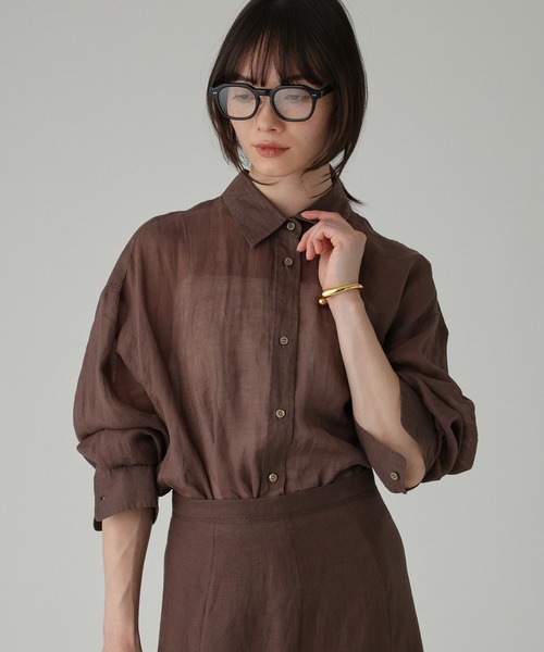 【美品】ラミーシアーオーバーシャツ　オレンジ 美品】ラミーシアーオーバーシャツ オレンジ - メルカリ