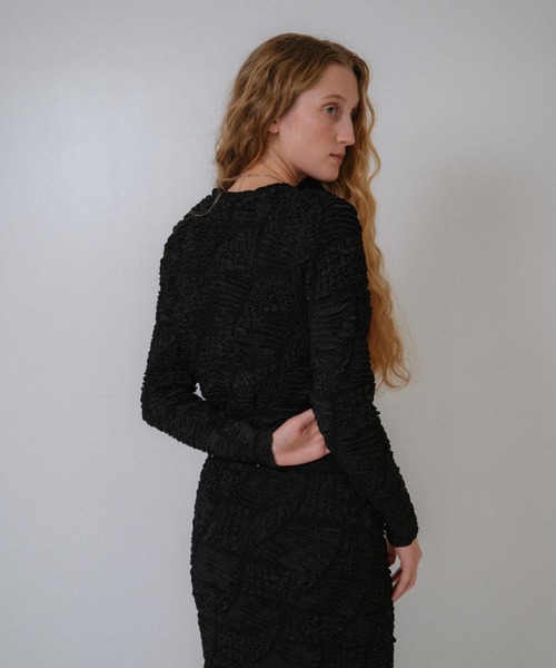 HONEY MI HONEY(ハニーミーハニー)の「swell jacquard cardigan(カーディガン/ボレロ・レディース・ピンク/ホワイト/ブラック・FREE)」の14枚目の写真