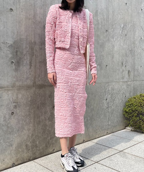 HONEY MI HONEY(ハニーミーハニー)の「swell jacquard cardigan(カーディガン/ボレロ・レディース・ピンク/ホワイト/ブラック・FREE)」の18枚目の写真