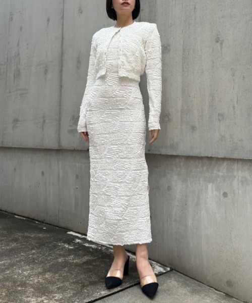 HONEY MI HONEY(ハニーミーハニー)の「swell jacquard cardigan(カーディガン/ボレロ・レディース・ピンク/ホワイト/ブラック・FREE)」の21枚目の写真