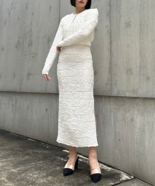 HONEY MI HONEY(ハニーミーハニー)の「swell jacquard cardigan(カーディガン/ボレロ・レディース・ピンク/ホワイト/ブラック・FREE)」の22枚目の写真