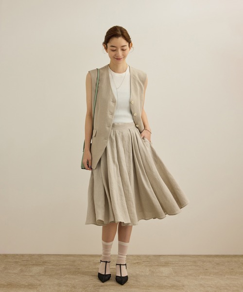 セール】【洗える】ヨーロピアンリネンフレアスカート/一部