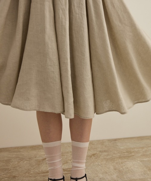ROPE'（ロペ）の「【洗える】ヨーロピアンリネンフレアスカート/一部セットアップ対応（スカート・レディース・ホワイト/ベージュ/ターコイズブルー・38/36）」の6枚目の写真