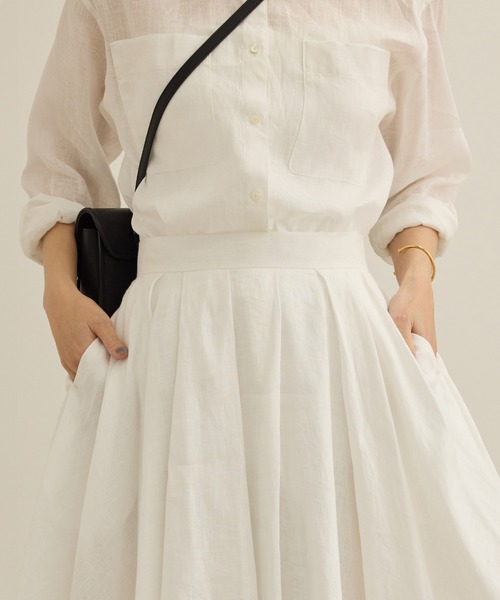 ROPE'（ロペ）の「【洗える】ヨーロピアンリネンフレアスカート/一部セットアップ対応（スカート・レディース・ホワイト/ベージュ/ターコイズブルー・38/36）」の7枚目の写真