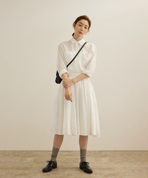 ROPE'（ロペ）の「【洗える】ヨーロピアンリネンフレアスカート/一部セットアップ対応（スカート・レディース・ホワイト/ベージュ/ターコイズブルー・38/36）」の8枚目の写真