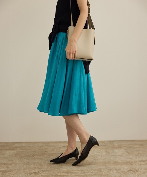 ROPE'（ロペ）の「【洗える】ヨーロピアンリネンフレアスカート/一部セットアップ対応（スカート・レディース・ホワイト/ベージュ/ターコイズブルー・38/36）」の12枚目の写真