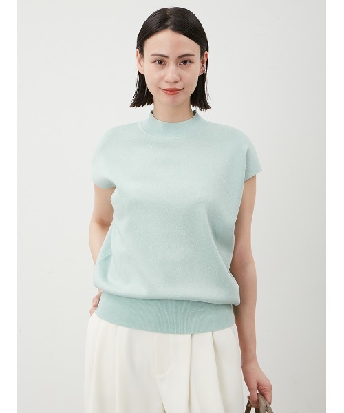 Mila Owen(ミラオーウェン)の「【UV加工】【ウォッシャブル】ハイネックブラウジングニットプルオーバー(ニット/セーター・レディース・ブラック/その他/ホワイト/ダークブラウン/ミント・0/1)」の4枚目の写真