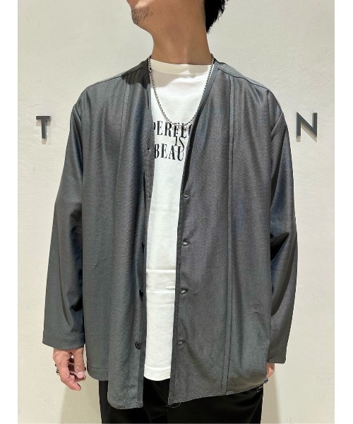 ESTNATION（エストネーション）の「ESTNATION / ECOポリ シャツカーディガン（カーディガン/ボレロ・メンズ・ネイビー/チャコールグレー・MEDIUM/LARGE）」の14枚目の写真