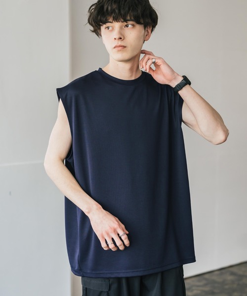 Rocky Monroe(ロッキーモンロー)の接触冷感 ポンチストレッチビッグシルエットノースリーブカットソー(タンクトップ)