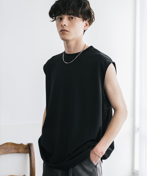 Rocky Monroe(ロッキーモンロー)の「接触冷感 ポンチストレッチビッグシルエットノースリーブカットソー(タンクトップ・メンズ・ネイビー/ブラック/グレー/チャコール/ホワイト・XL/L/M)」の13枚目の写真