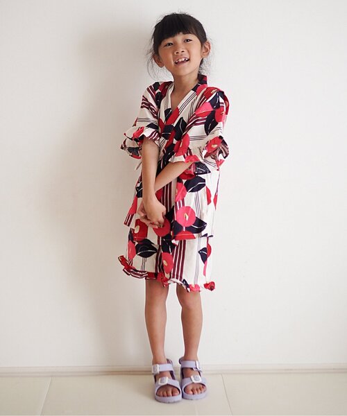 BREEZE(ブリーズ)の「【すっぽり着られる】フリル甚平_ジュニア対応(浴衣・キッズ・レッド/ピンク/ネイビー・80/90/100/110/120/130/140)」の16枚目の写真