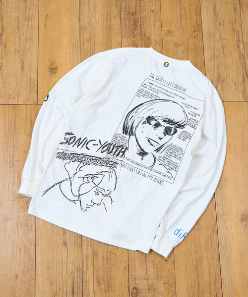 sonic youth（ソニックユース）の「Insonnia Projects インソニアプロジェクツ / MULTI PRINT LS TEE TYPE-A ソニックユース ビッグシルエットプリントロンT バンドT / IP-SY-021（Tシャツ/カットソー・メンズ・ブラック/ホワイト・1/2/3）」の11枚目の写真