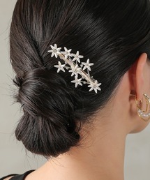 Kana | フラワーモチーフ ビジュー ヘアクリップ パーティー 結婚式 お呼ばれ オケージョン(バレッタ/ヘアクリップ)