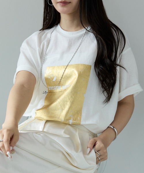 Bonjour　sagan　箔プリントロンT 箔プリントロンT（Tシャツ/カットソー）｜Bonjour Sagan