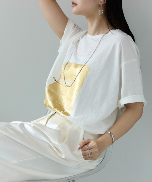 セール】【Fizz/フィズ】 冷感鹿の子 箔プリントTシャツ（T