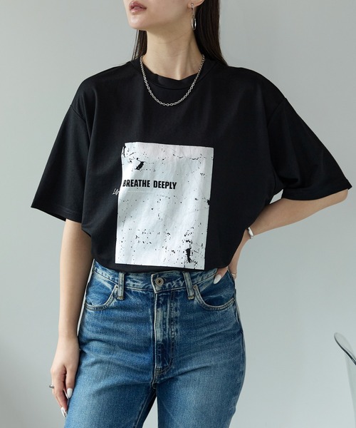 Fizz(フィズ)の「冷感鹿の子 箔プリントTシャツ(Tシャツ/カットソー・レディース・ホワイト×シルバー/ブラック×シルバー/ホワイト×ゴールド・M)」の13枚目の写真