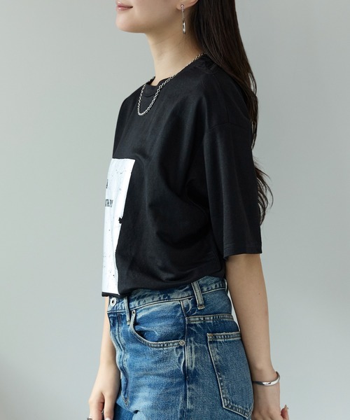 Fizz(フィズ)の「冷感鹿の子 箔プリントTシャツ(Tシャツ/カットソー・レディース・ホワイト×シルバー/ブラック×シルバー/ホワイト×ゴールド・M)」の14枚目の写真