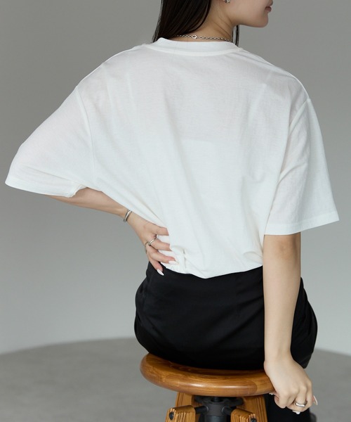 Fizz(フィズ)の「冷感鹿の子 箔プリントTシャツ(Tシャツ/カットソー・レディース・ホワイト×シルバー/ブラック×シルバー/ホワイト×ゴールド・M)」の21枚目の写真