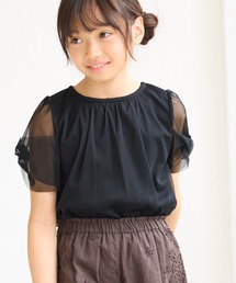 ROPE' PICNIC（ロペピクニック）の「【KIDS/キッズ】【UVカット・接触冷感】ツイストチュールスリーブトップス/リンクコーデ（Tシャツ/カットソー・キッズ）」