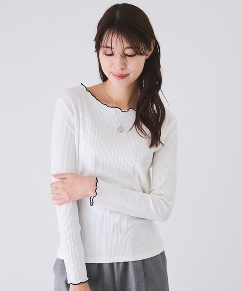 Jayro(ジャイロ)の「ランダムテレコ配色メロープルオーバー(Tシャツ/カットソー・レディース・ブラック/ホワイト系その他2/ホワイト系その他・M)」の10枚目の写真