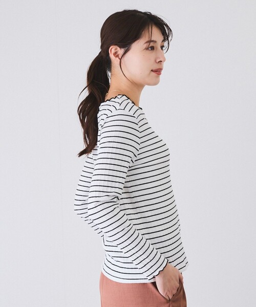 Jayro(ジャイロ)の「ランダムテレコ配色メロープルオーバー(Tシャツ/カットソー・レディース・ブラック/ホワイト系その他2/ホワイト系その他・M)」の17枚目の写真