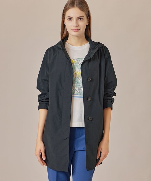 MACKINTOSH LONDON（マッキントッシュ ロンドン）の「【WEB・一部店舗限定】【CHRYSTON/クリストン】コットンナイロンダンプフーデットコート（トレンチコート・レディース・ベージュ/ブラック・38/40）」の2枚目の写真