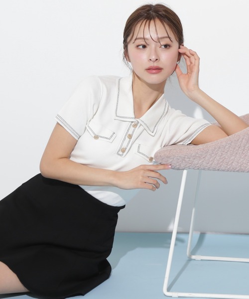 PATOU パトゥ コットンブレンド ジャカードニット サマーニット