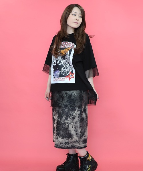 セール】152631：スカラーちゃん柄メッシュ切替BIG-T（Tシャツ