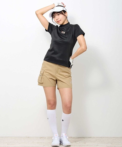 セール】ゴルフウェア モックネックシャツ ハイネック 半袖 高周波