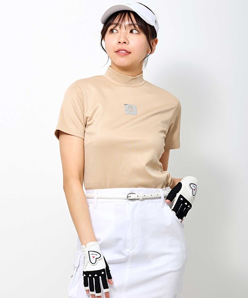 セール】ゴルフウェア モックネックシャツ ハイネック 半袖 高周波