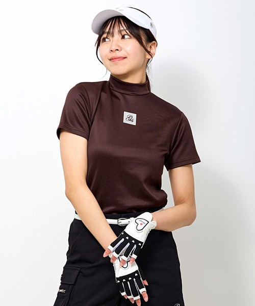 セール】ゴルフウェア モックネックシャツ ハイネック 半袖 高周波