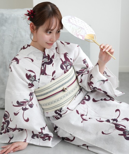 utatane(ウタタネ)の「選べる浴衣3点セット utataneオリジナル 国内染色 小袋帯(浴衣・レディース・ホワイト系1/グリーン系1/グリーン系3/ベージュ系1/ブルー系2/ネイビー系1/グリーン系2/グレー系1/ブルー系3/ブルー系1/ベージュ系2・FREE)」の3枚目の写真