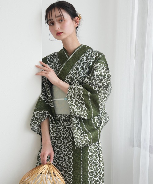 utatane(ウタタネ)の「選べる浴衣3点セット utataneオリジナル 国内染色 小袋帯(浴衣・レディース・ホワイト系1/グリーン系1/グリーン系3/ベージュ系1/ブルー系2/ネイビー系1/グリーン系2/グレー系1/ブルー系3/ブルー系1/ベージュ系2・FREE)」の5枚目の写真