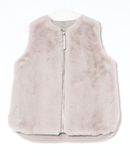 INTERPLANET（インタープラネット）の「エコファー＊ムートンチュニックベスト（ベスト・レディース・ライトグレー/チャコールグレー・FREE）」の22枚目の写真