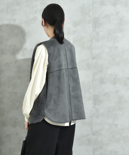 セール】エコファー＊ムートンチュニックベスト（ベスト