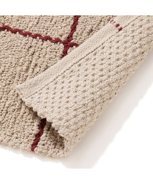 ブークレ ウィンドウペン コットンラグ M 2000×1400 ベージュ×レッド