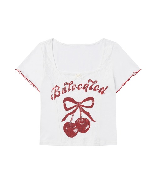 HOOK(フック)の「【HOOK】for girls チェリーボウトップス (SS)(Tシャツ/カットソー・レディース・ブラック/ホワイト・SMALL/MEDIUM)」の5枚目の写真