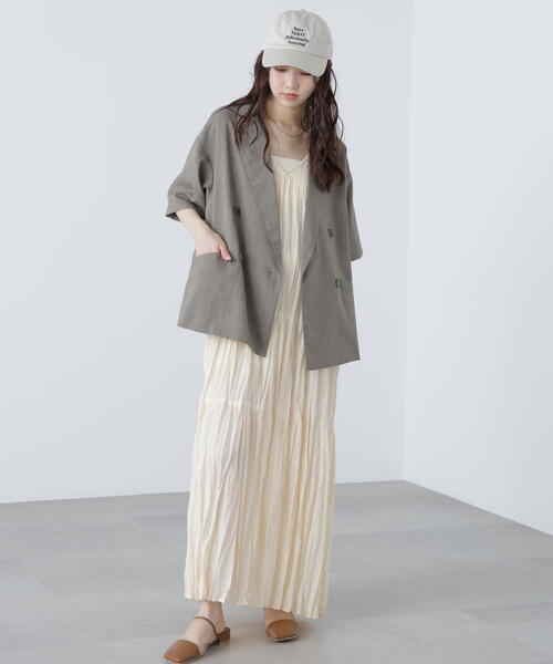 FREE'S MART（フリーズマート）の「◆半袖オーバーサイズジャケット（テーラードジャケット・レディース・ブラウン/グレー・SMALL/MEDIUM）」の22枚目の写真