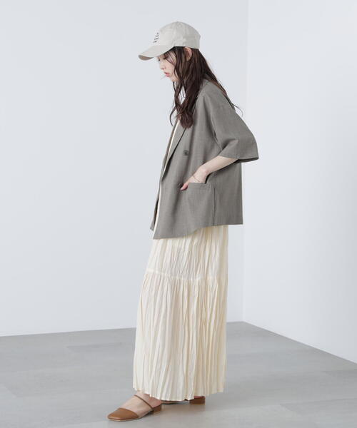 FREE'S MART（フリーズマート）の「◆半袖オーバーサイズジャケット（テーラードジャケット・レディース・ブラウン/グレー・SMALL/MEDIUM）」の12枚目の写真