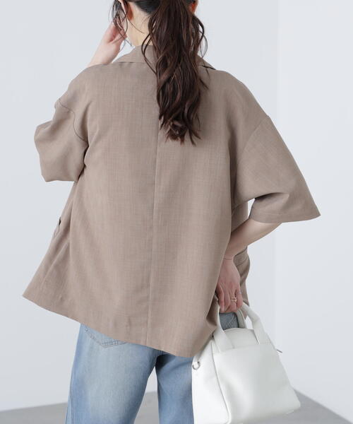 FREE'S MART（フリーズマート）の「◆半袖オーバーサイズジャケット（テーラードジャケット・レディース・ブラウン/グレー・SMALL/MEDIUM）」の6枚目の写真