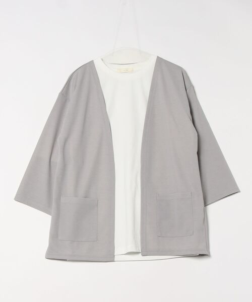 m.f.editorial(エムエフエディトリアル)の「アンサンブル 2枚 セット メンズ 7分袖 カーディガン & 半袖 Tシャツ カウラ/Kaule(アンサンブル・メンズ・グレー系その他2/ブルー/ライトグレー・LARGE/X-LARGE/MEDIUM)」の6枚目の写真