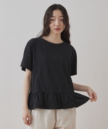 レア ♥️ Plantation ♥️ コットン 黒 水玉 長袖 カットソー M ドリアン 長袖カットソー 長袖チュニック レトロ 水玉模様