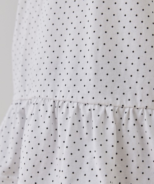 Unblend(アンブレンド)の「【Unblend】裾フリル ドット柄 ハーフスリーブTシャツ(Tシャツ/カットソー・レディース・ブラック/ホワイト・FREE)」の12枚目の写真