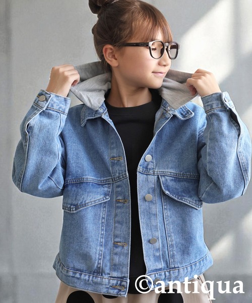 antiqua(アンティカ)の「2WAYフード付きデニムジャケット(デニムジャケット・キッズ・ブルー・ONESIZE)」の1枚目の写真