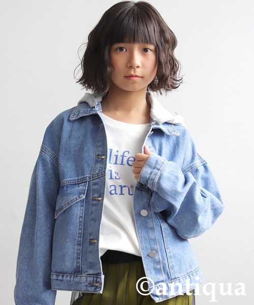 antiqua(アンティカ)の「2WAYフード付きデニムジャケット(デニムジャケット・キッズ・ブルー・ONESIZE)」の13枚目の写真