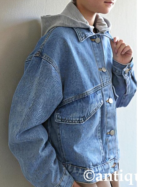 antiqua(アンティカ)の「2WAYフード付きデニムジャケット(デニムジャケット・キッズ・ブルー・ONESIZE)」の17枚目の写真